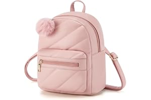 Missnine Mini Backpack for Women Small Backpack Purse With Cute Pompom Fashion Quilted PU Leather Bookbag Ladies Gifts