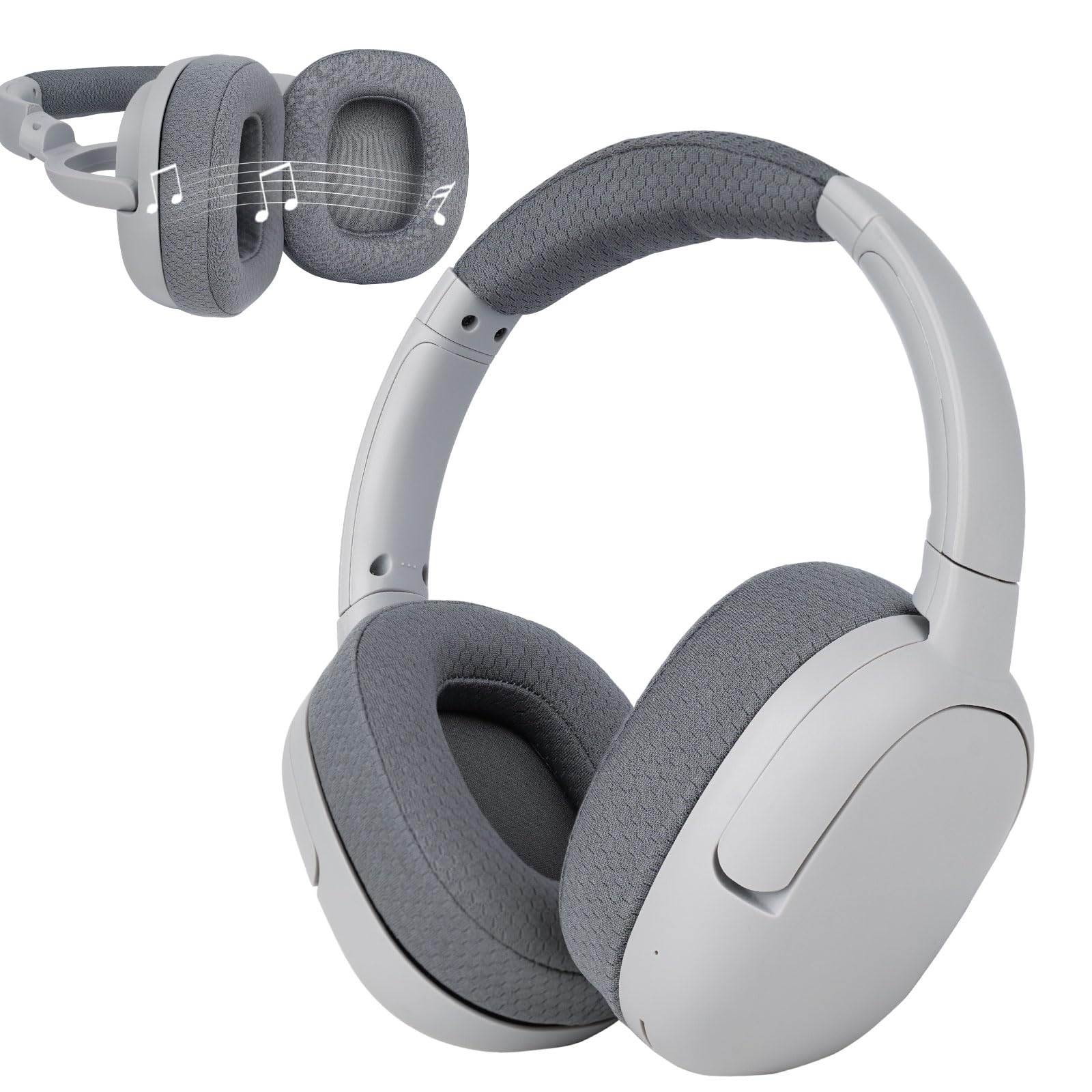 XuanGui Wireless Bluetooth Headphones Over Ear with Speaker, 45 Hours Playtime, Adjustable Stereo Headphones with Microphone, FM, Micro SD/TF, for Home Travel (Grey)