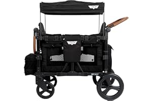 Keenz VYOO Stroller Wagon with Canopy - Foldable Design for Easy Storage, 5 Seating Positions for Kids, Enhanced Child Safety, All-Terrain Mobility, 2-Passengers, Black