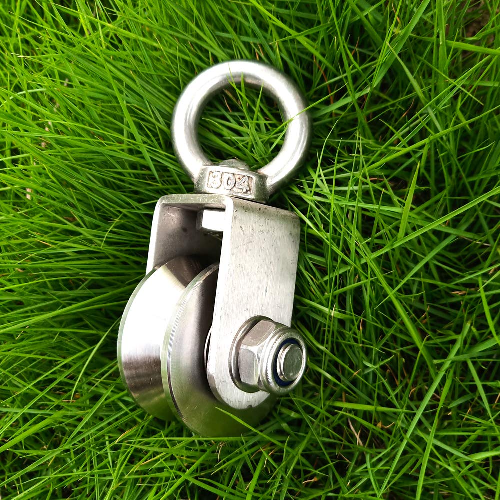 RHKING Pulley Wheel V Heavy Duty Pulley Durable Super Silent Stainless Duplex Bearing Detachable 360 Degree Rotation Smooth Loading 1100lb/500 Kg for Material Handling and Moving: Industrial & Scientific