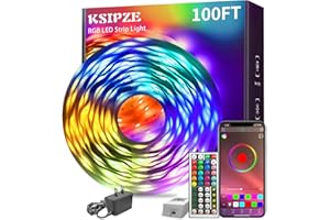 KSIPZE 100ft Led Strip Lights RGB Music Sync Color Changing,Bluetooth Led Lights with Smart App Control Remote,Led Lights for