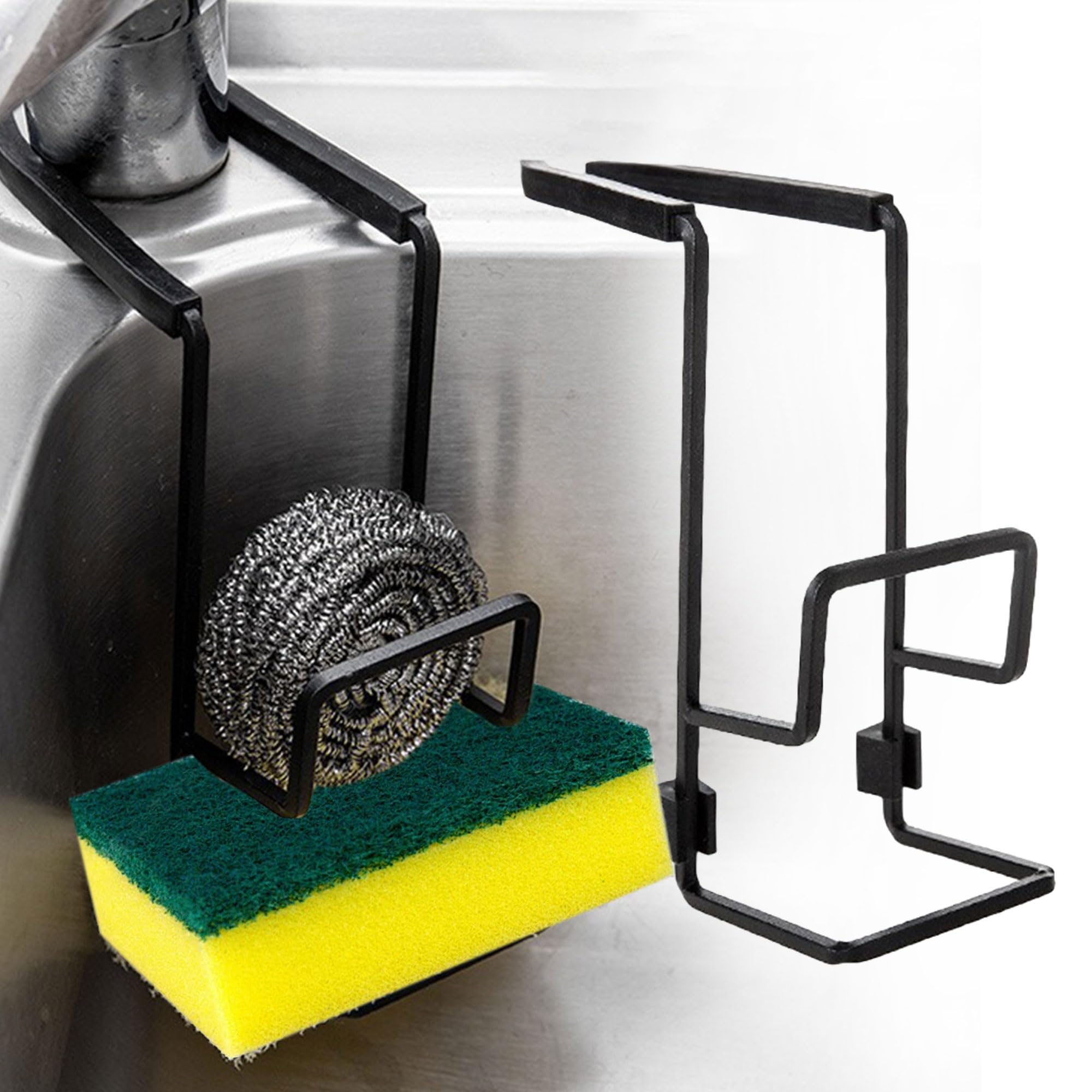 Photo 1 of YUSAVHO Sponge Holder for Kitchen Sink – Sink Caddy Organizer for Sponges, Brushes, and Kitchen Sink Accessories, Apartment & New Home Essentials (Black)