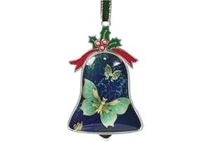 Gixpop Pretty Butterfly Christmas Ornament Bell Pendant Decorative Metal Glass Hanging Christmas Bell Ornaments for Home Decoration Party Decor Butterfly