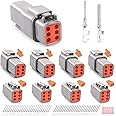 JRready ST6329-6 Deutsch DTM Gray 6 Pin Connector(4 Sets), Waterproof Electrical Wire Connectors with Size 20 Stamped Contacts 16-22 AWG for Truck, Motorcycle, Off-Road Vehicles, Marine.