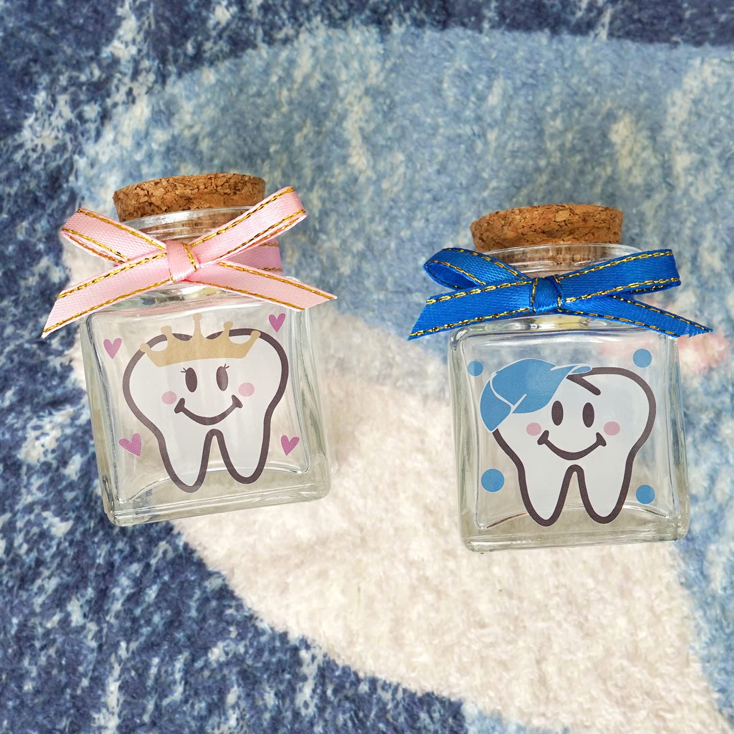 HAMUIERS Baby Tooth Box, Tooth Fairy Box for Lost Teeth, Glass Tooth Holders for Kids First Teeth Keepsake Box Gifts for Baby - Boy