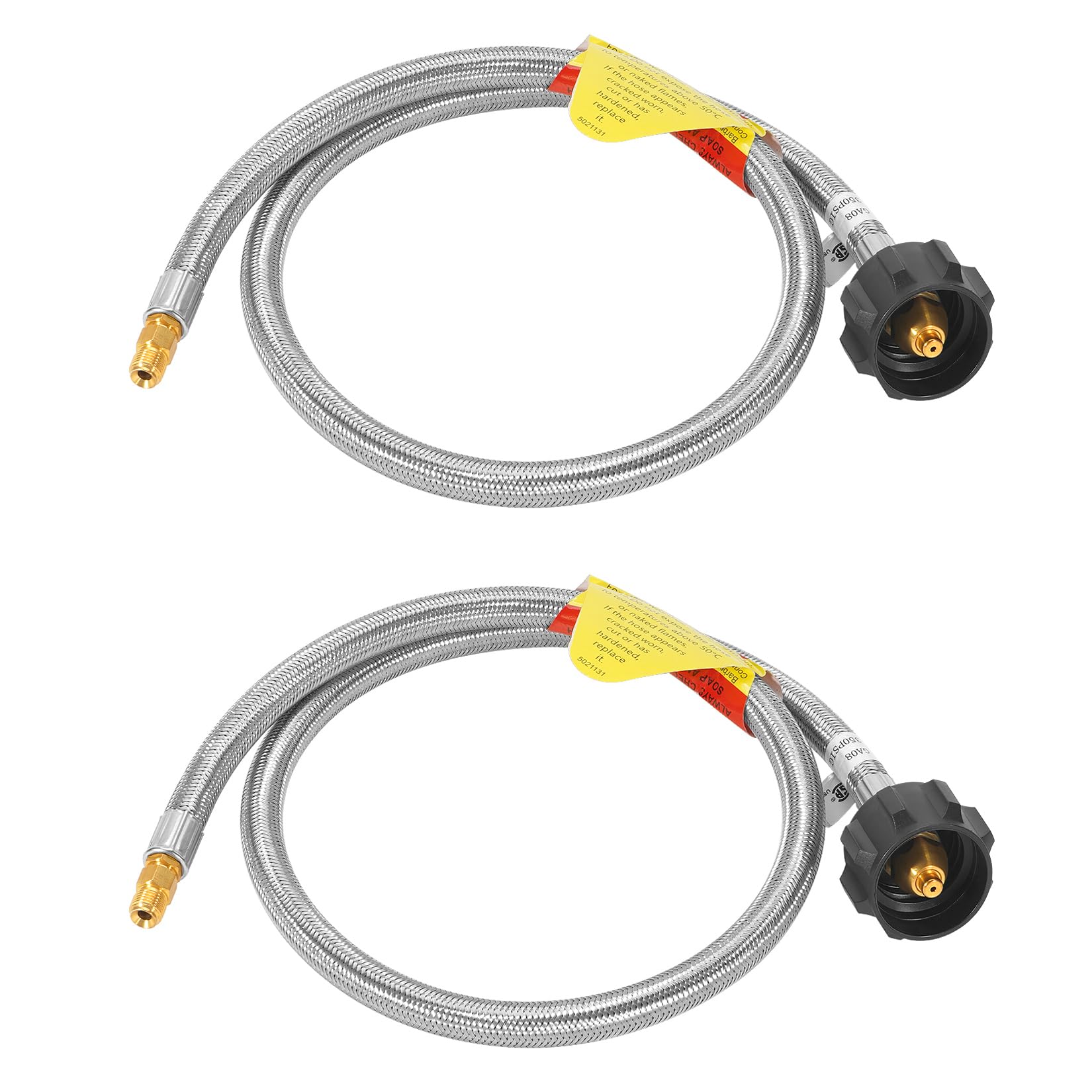 Photo 1 of GGC 3 FT Stainless Braided RV Propane Pigtail Hose (2PCS) QCC1 Connector with 1/4'' Inverted Male Flare