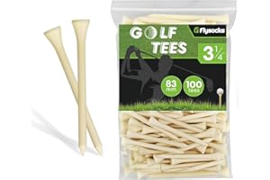 ISSVWO Flysocks Golf Tees Professional Natural Bamboo/Wood Golf Tees Pack of 100, Golf Tees 3 1/4 inch, Tall Golf Tees Bulk Reduce Side Spin and Friction