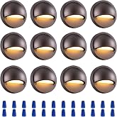 BTNHPLite 2.5W ORB Aluminum Low Voltage Deck Lights 2700K 3.74In 180lm IP65 | 12-24V AC/DC, LED Low Voltage Fence Lights, Outdoor Deck Step Lights, With IP65 Wire Nuts, 4FT Corded, ORB Finish, 12-Pack