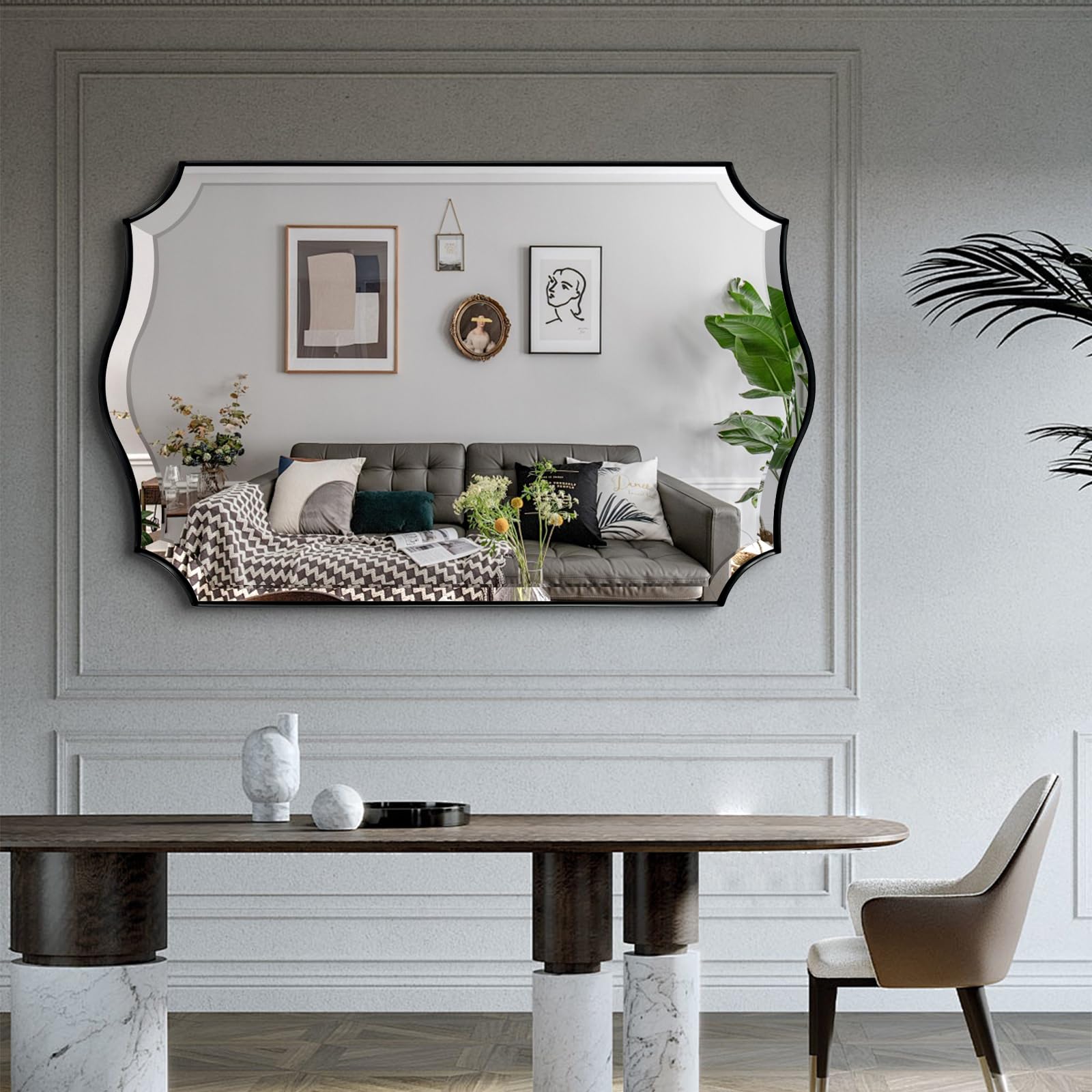 POZINO Scalloped Beveled Mirror, 30