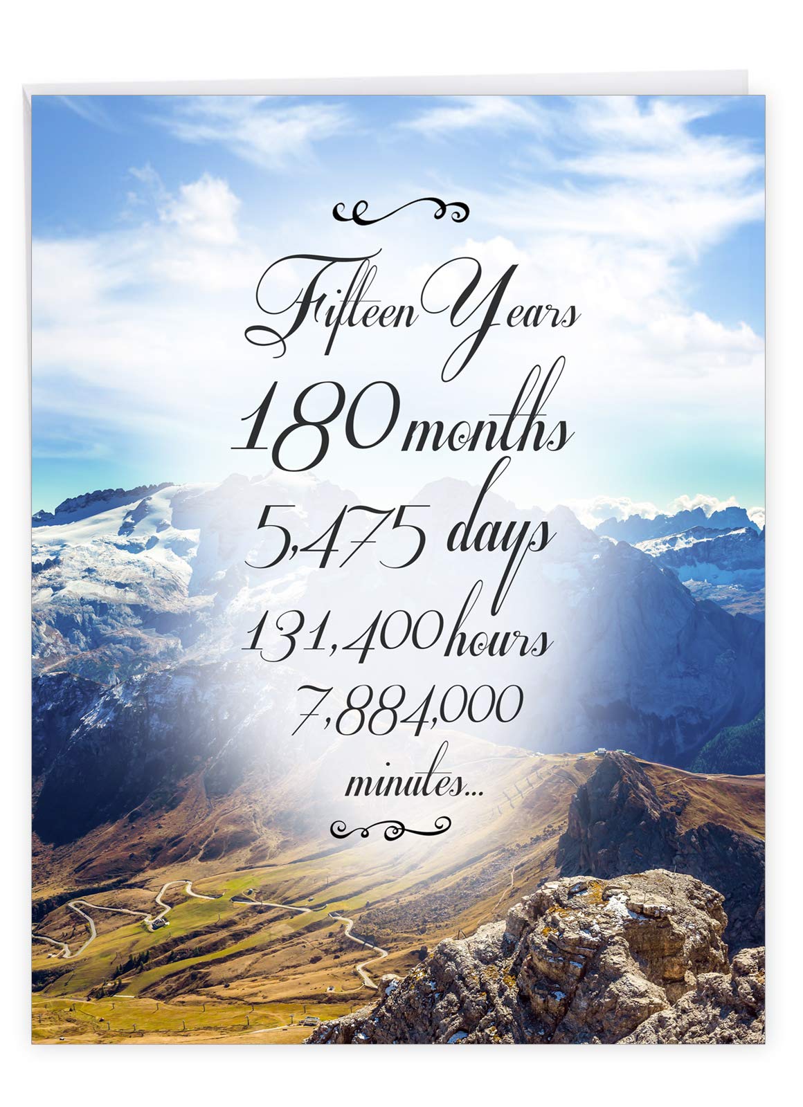 NobleWorks - 15 Year Anniversary Recovery Jumbo Greeting Card (8.5 x 11 Inch) - Encouragement, Milestone Sobriety Birthday Support Notecard from Group - Year Time Count 15 J9436AAG-US