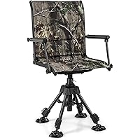 Tangkula Hunting Chair, 360 Degree Silent Swivel Blind Chair with 4 Adjustable Legs, Foot Pads & Armrests, Portable Folding H