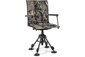 Tangkula Hunting Chair, 360 Degree Silent Swivel Blind Chair with 4 Adjustable Legs, Foot Pads & Armrests, Portable Folding H