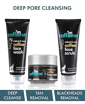 mCaffeine Deep Pore Cleansing Regime | Deep Cleanse, Tan Removal, Blackheads Removal | Face Wash, Face Mask, Face Scrub | Oily/Normal Skin | Paraben & SLS Free