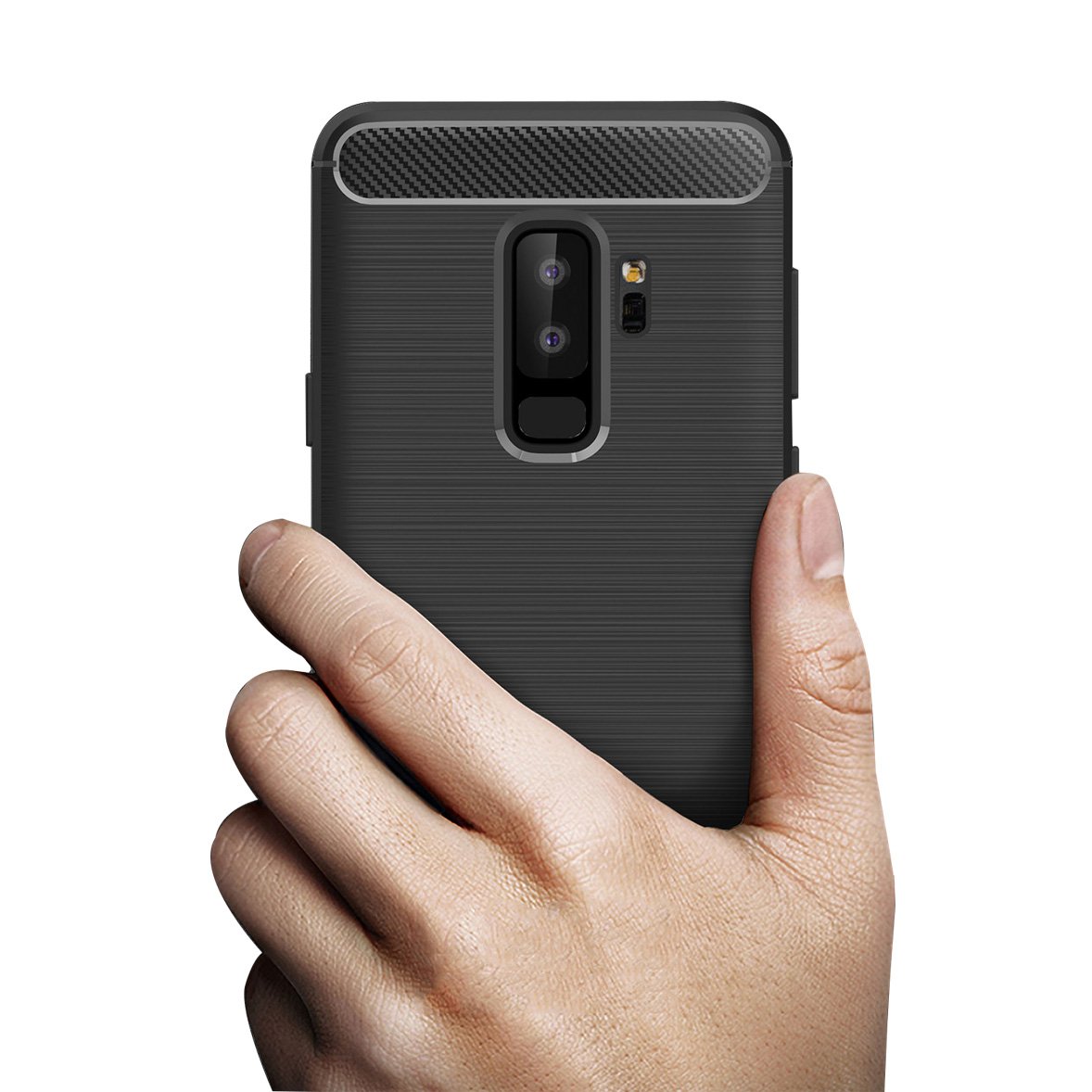 Galaxy S9 Plus Case, Soft Shell Ultra Slim Anti-Slip Protective Case for Samsung Galaxy S9+ Plus Cover with Carbon Fiber Design for Samsung S9 Plus-Black