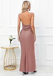 Capuffy Women Drape Neck Formal Maxi Dresses Lace