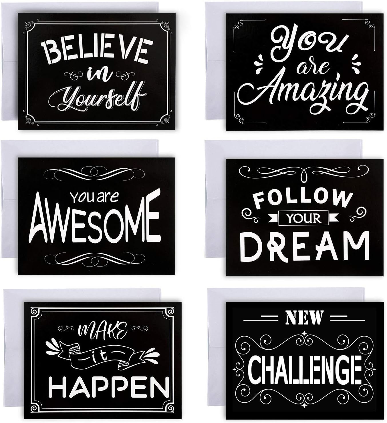 36 Pieces Inspirational Greeting Card Luck Card Motivational Quote Card with Envelope for