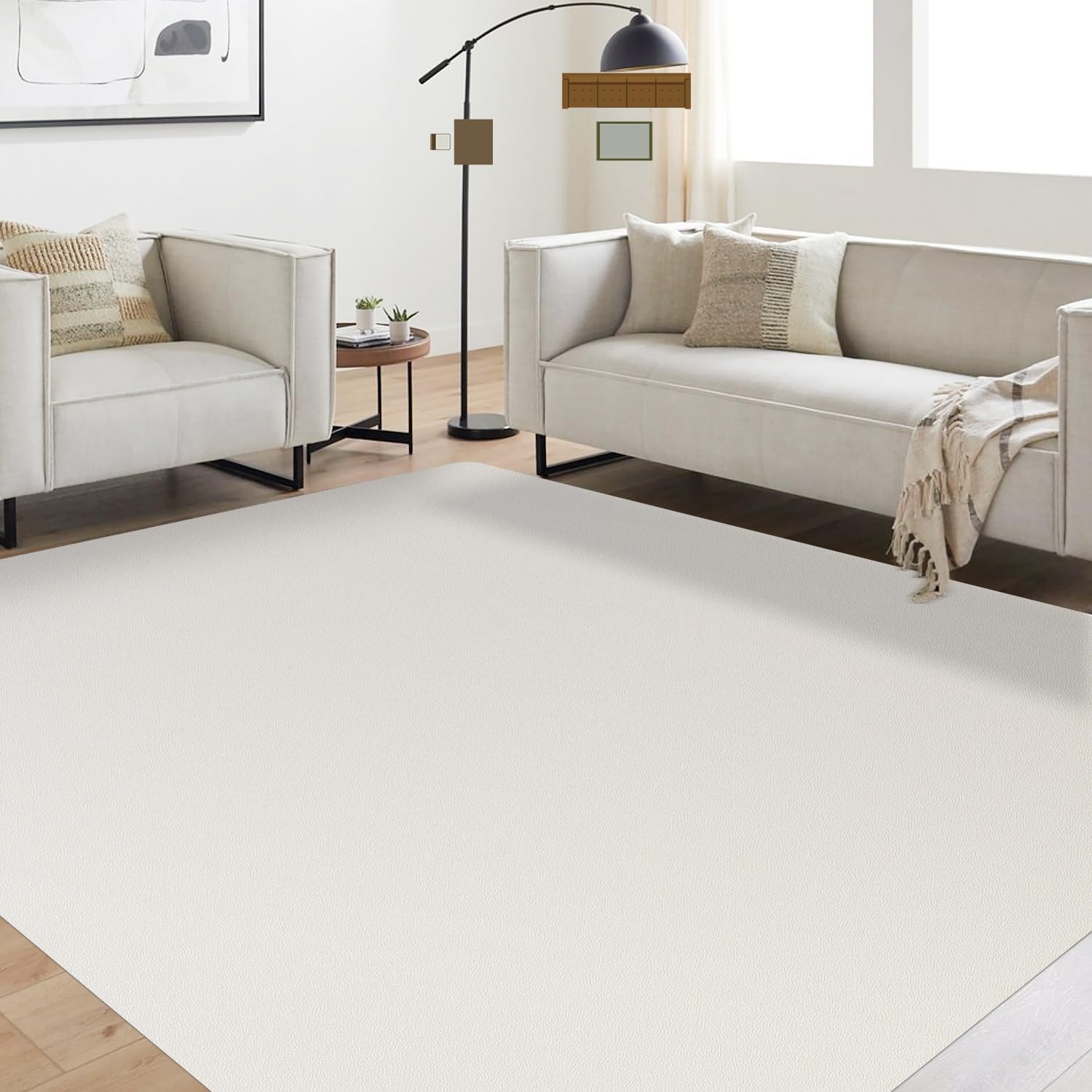 Photo 1 of FURKIT Soft Large Plastic Floor Mat for Living Room, 6'×9' Beige Waterproof Vinyl Area Rug for Baby Spills, Non-Slip Durable Multi-Pupose Floor Cover Protector for High Traffic Areas