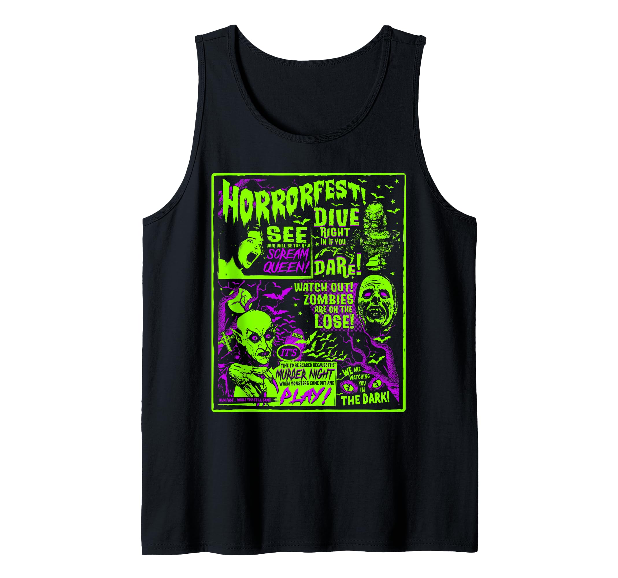 Vintage Horrorfest Halloween Movie Poster Old Time Horror Tank Top for ...