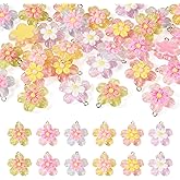 Boutigem 30Pcs Flower Resin Charms Colorful Transparent Resin Enamel Flower Pendants Cute Floral Dangle Charms Lovely Floral Hang Ornament for DIY Crafts Necklace Earring Keychain Jewelry Making