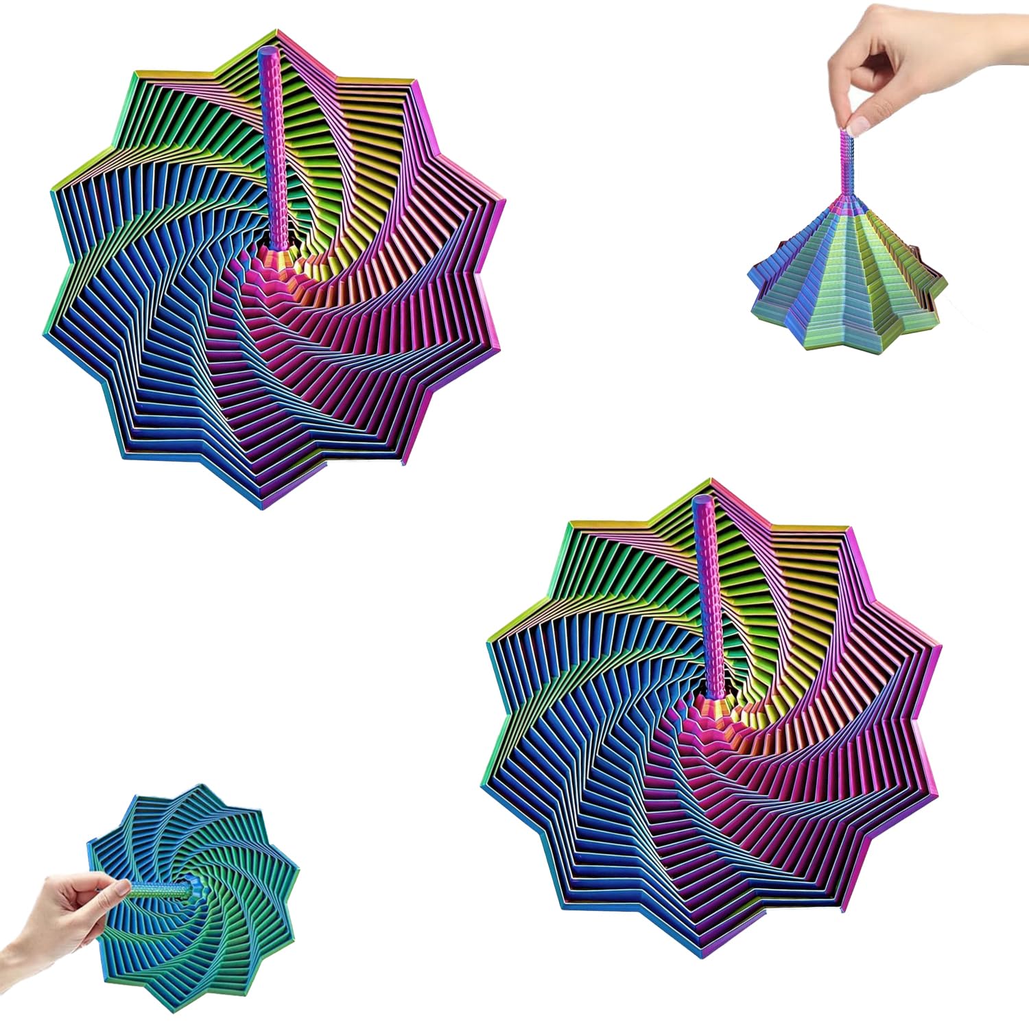 Fractal 3D Fidget Star Twin Pack – 3D Printed Fidget Toy with Expandable Hexagonal Design, Novelty Sensory Spinner for Anxiety Relief & Focus (3.5in) — image 1