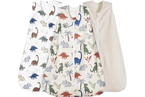 david's kids 3 Pack Micro Fleece Baby Sleep Sack 12-18 Months, Soft Baby Wearable Blankets with 2-Way Zipper, Comfy Sleeping Bags for Toddler Boys Girls Neutral, Large Size, Dinosaur