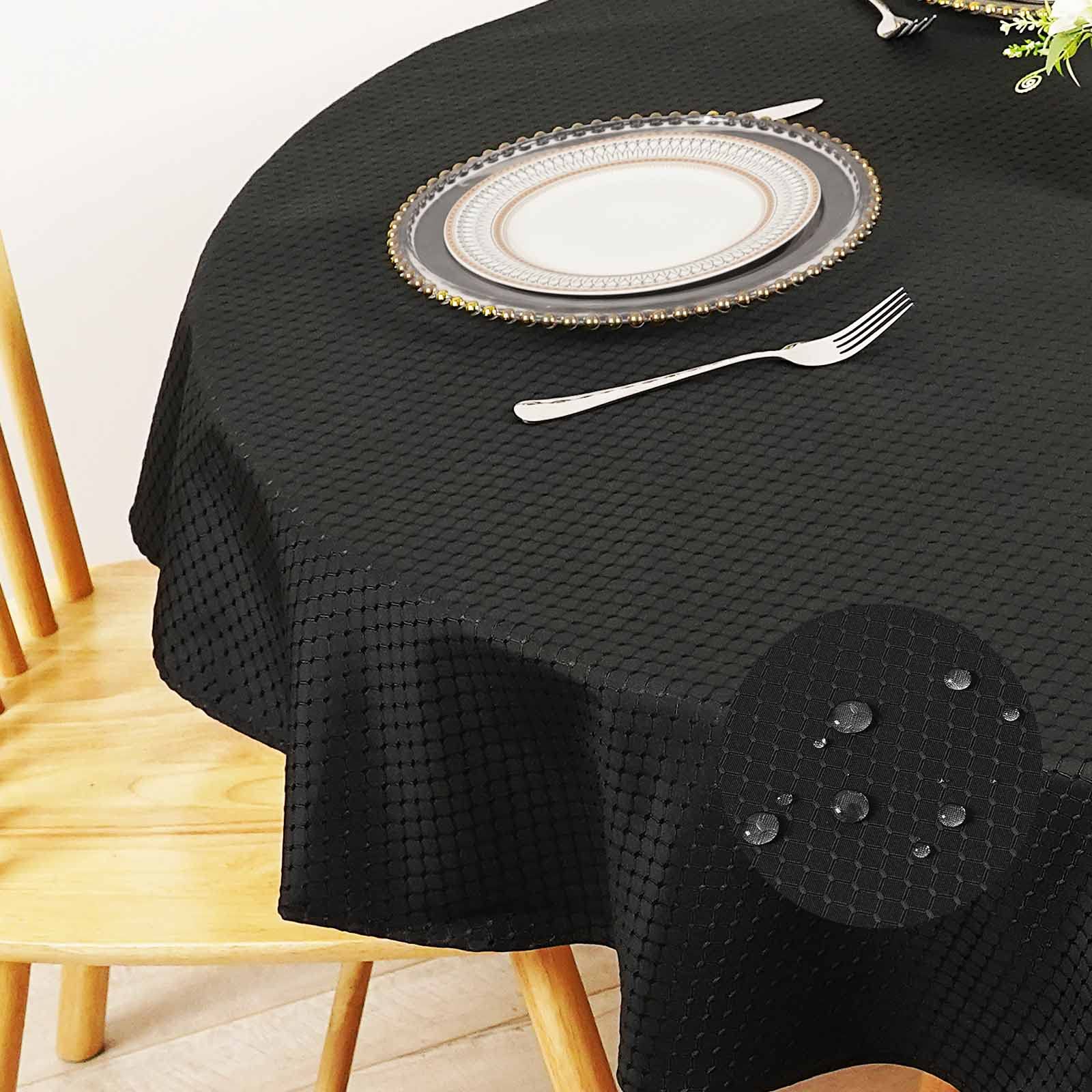 Eternal Beauty Round Tablecloth 150cm Wrinkle Free, Table Cover Water Resistant and Machine Washable for Home Dining Party Restaurant (Black, 59inch)