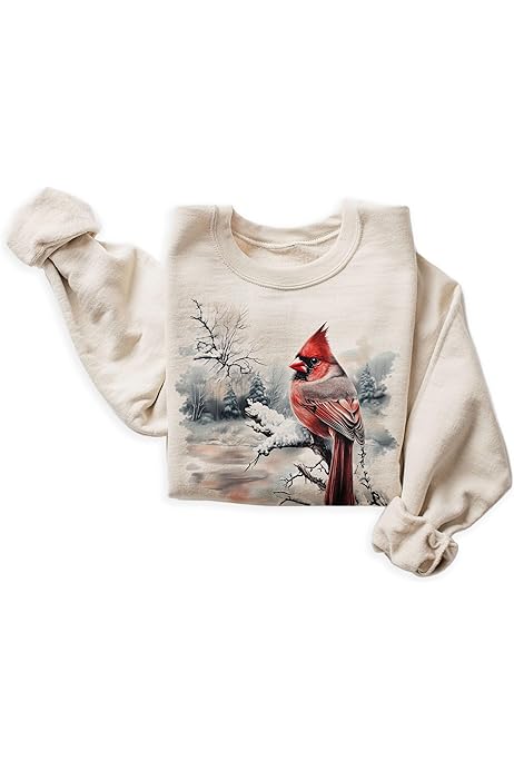 Amazon.com: Winter Christmas Heart Red Cardinal Bird Sweatshirt : Clothing,  Shoes \u0026 Jewelry