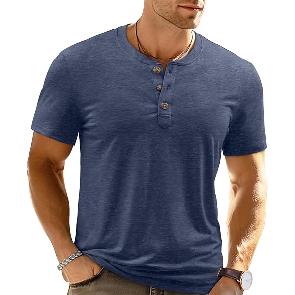 Men's Henley Shirts Short Sleeve | Casual Button Down Tees | Lightweight Breathable Fabric