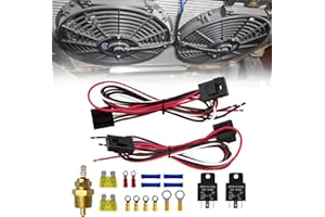 RYANSTAR RACING Dual Electric Fan Relay Kit with Radiator Electric Fan Thermostat Kit Fan Temperature Sensor Switch 185 On 175 Off Electric Cooling Fan Thermostat Kit 4 Pin 40 AMP Waterproof Relay Kit