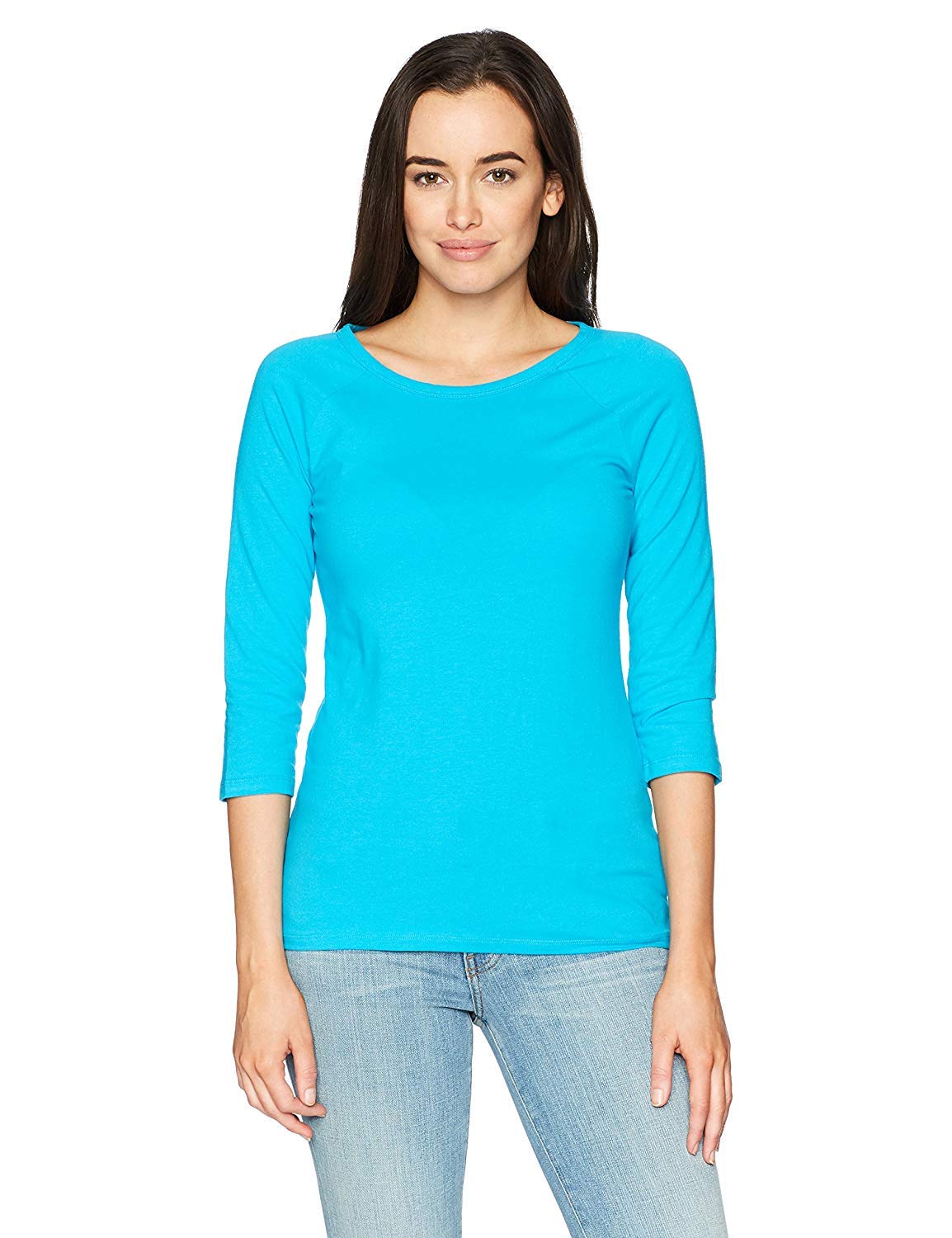 Hanes Women's Stretch Cotton Raglan Sleeve Tee
