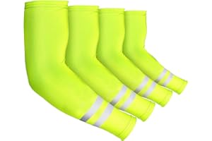 Geyoga 4 Pairs UV Protection Sun Arm Sleeves for Men Women Reflective Cooling Compression Sleeves for Outdoor Sports Work