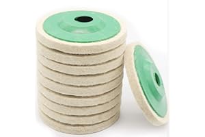 ANCIRS 10 Pack 4 Inch Round Wool Felt Disc Wheel Pad, for 100 Angle Grinder, Buffing Polishing Buffer Bore Dia-White & Green