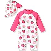 Aalizzwell Baby Girls Long Sleeve One Piece Bathing Suit with Hat