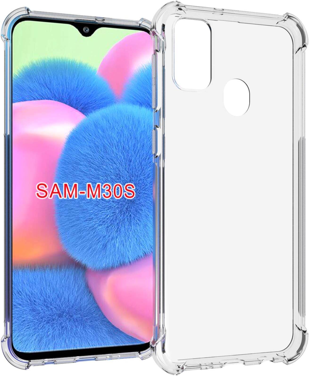 KOSPH for Samsung Galaxy M30s Clear TPU Case, 1.5mm Ultra-Thick Crystal Back Cover, Shockproof High Density TPU Defender (Soft TPU, Clear)