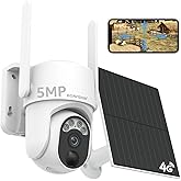 BOAVISION 4G LTE Cellular Solar Security Camera Wireless Outdoor, Alert PTZ Cameras with 5MP HD Night Vision, PIR Motion Sensor, 2 Way Audio, No WiFi Needed Security Camera