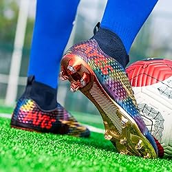 HESBITEUL Gold-Plated Soccer Cleats for Mens Boys