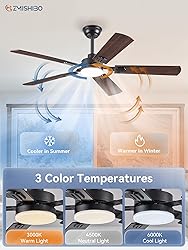 ZMISHIBO 52" Ceiling Fans with Lights, Black Modern
