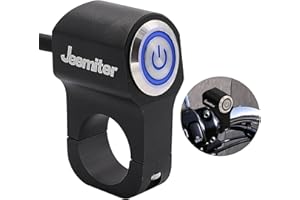 JEEMITER Universal 7/8" Motorcycle Handlebar Switch with Blue LED - 12V 10A CNC Aluminum Upgrade for Fog Lights, Headlight & Horn