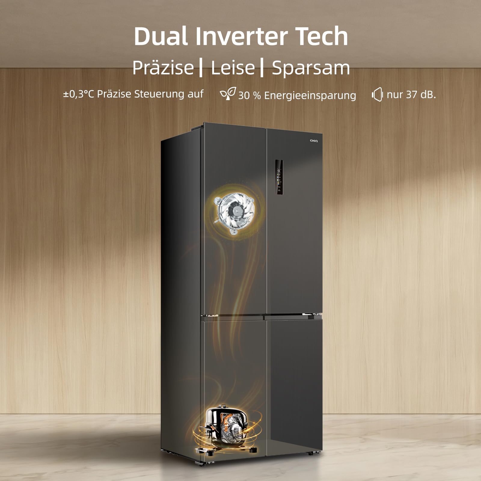 CHiQ Cross Door Kühlschrank, No Frost, 458L JustFit, MultiAirflow-System 9