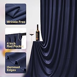 Wrinkle Free Navy Blue Backdrop Curtains for Party