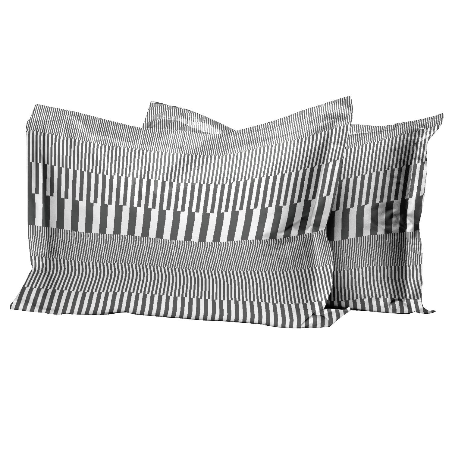 Pizuna Cotton Cascade Stripe Grey Print Standard Pillow Cases 2 Pack, 400 Thread Count 100% Long Staple Combed Cotton Oxford Pillow Cover Sateen Cooling Oxford Pillow Case 50x75 (Printed Pillow Cases) — image 1