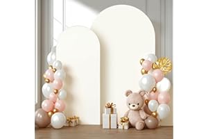 PARTISKY Ivory Arch Backdrop Covers - 6.6FT, 5FT Spandex Fitted Wedding Arch Stand Covers Round Top Chiara Arch Backdrop Cover for Wedding Birthday Party Decoration