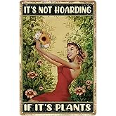 Garden Outdoor Wall Decor Plant Lover Gifts For Women Vintage Gardening Metal Tin Sign It‘S Not Hoarding If It'S Plants Signs Plant Accessories Indoor Funny Yard Decor Green House Decor 8x12 Inch