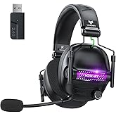 WESEARY WG2 Wireless Gaming Headphone for PS5, PS4, PC, Switch, Mac, Crystal Stereo Bluetooth Headphones, Wireless Headset 2.4GHz with Lossless Audio, 50 Hr Battery, Cool LED