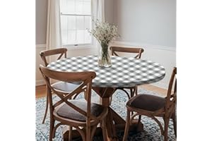 opstellen Fitted Round Tablecloth Waterproof Table Cloth Vinyl Indoor Outdoor Circle Cover for 40-44" Table Dining Living Roo