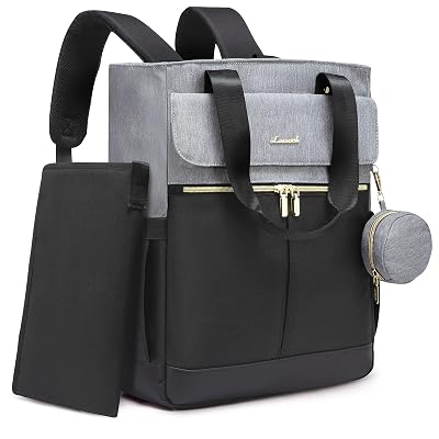 LOVEVOOK Diaper Bag Backpack,Diaper Bag Tote with Insulated Pockets,Baby Bag for Girl Boy with Changing Pad,Large Baby Diaper Bag with Pacifier Case,Anti-Theft Travel Backpack for Women,Black-Gray