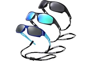 Pro Acme Kids Sunglasses for Boys Girls, Polarized Sports Youth Sunglasses with Strap for Kids Ages Color 3-12