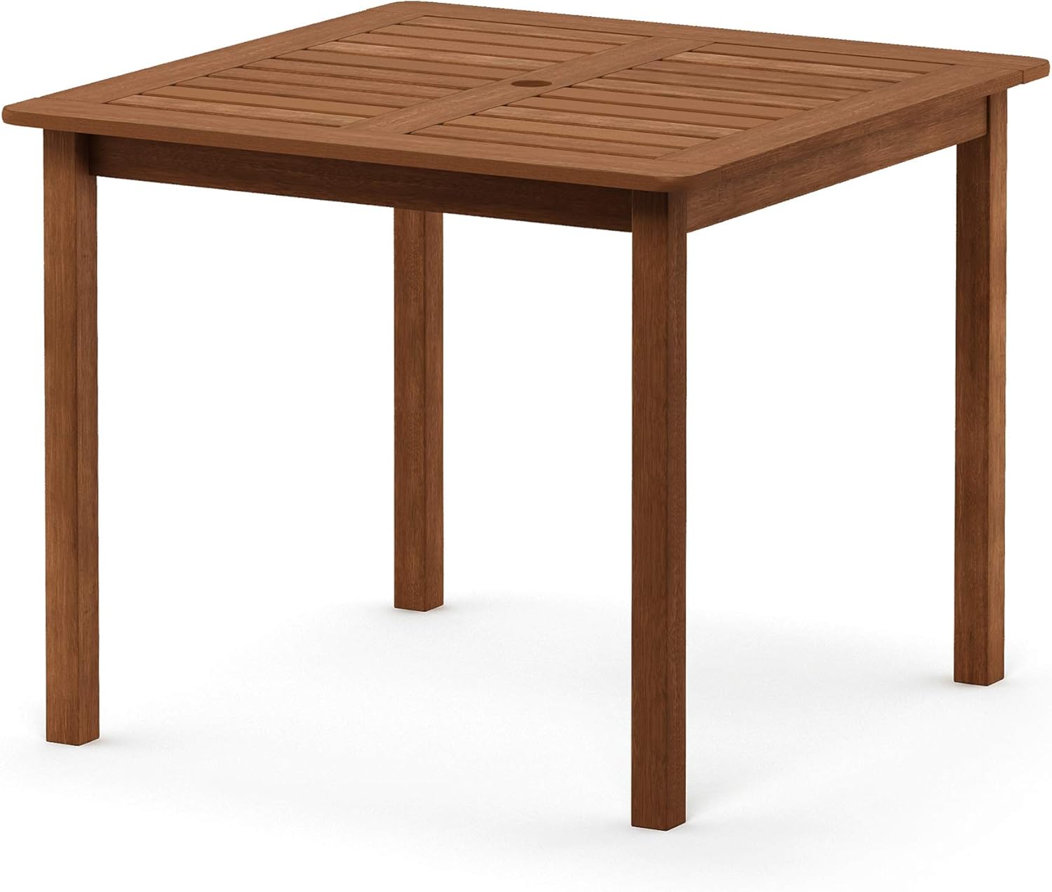 Furinno FG18006 Tioman Hardwood Patio Furniture Square Table with Umbrella Hole, Natural: Garden & Outdoor