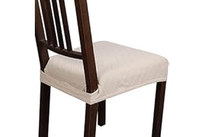 NIBESSER Dining Chair Seat Covers Set of 6,Stretch Soft Removable Washable Chairs Covers for Dining Room, Seat Cushion Slipcovers Protector for Kitchen Armless Chairs (Rear-Covered,Ivory Jacquard)
