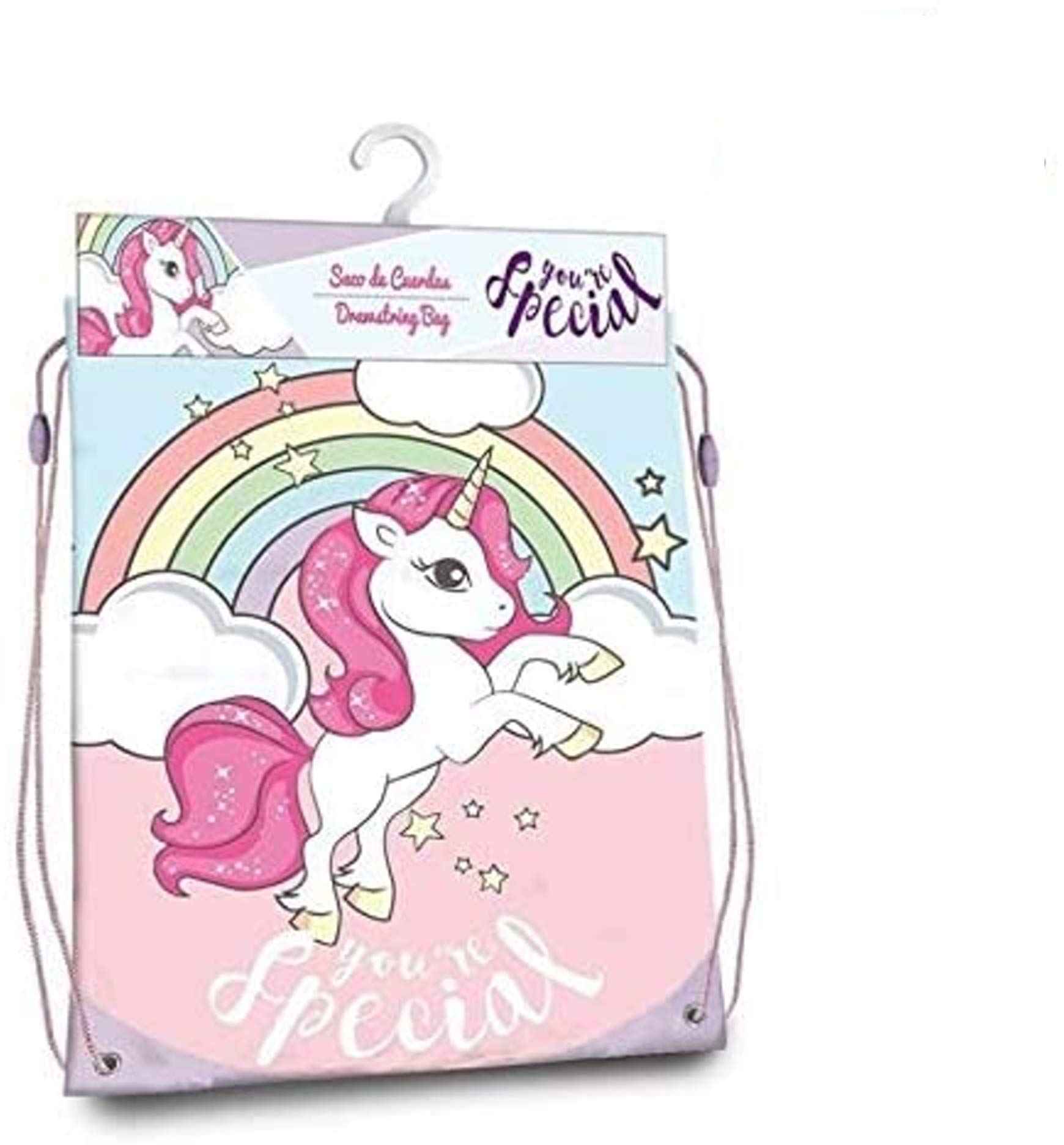 Kids Licensing Unicorn Gym Bag 40 x 33 cm Drawstring Leisure and Sportwear Children, Unisex, Multicoloured (Multicoloured), One Size